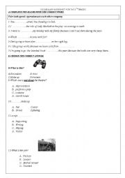 a worksheet for the yes you can english book