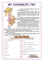 English Worksheet: My favourite toy - reading