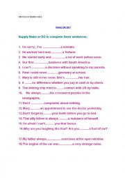 English Worksheet: Revision Exercises Intermediate Level