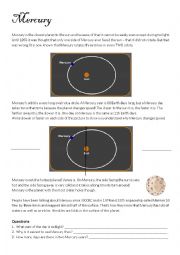 English Worksheet: Mercury Fact Sheet