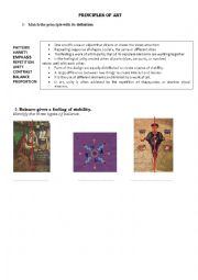 English Worksheet: principles of art