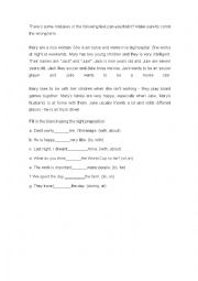 English Worksheet: Find the wrong words in the text 
