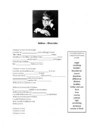 English Worksheet: Believe - Elton John