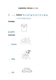 English Worksheet: Indefinite articles