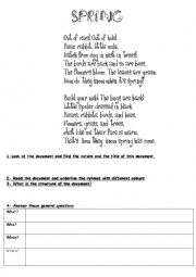 English Worksheet: Spring poem