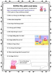 English Worksheet: Peppa Pig: Hide and Seek