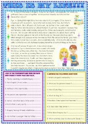English Worksheet: This  is my life!! Reading comprehension