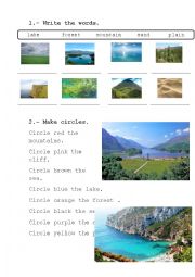 English Worksheet: LANDSCAPES