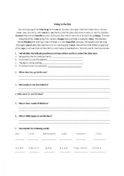English Worksheet: Going to the Zoo
