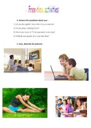 English Worksheet: Free time activities