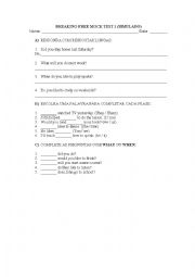 English Worksheet: A1 TEST