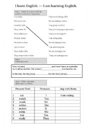 English Worksheet: The Present Continuous -ing