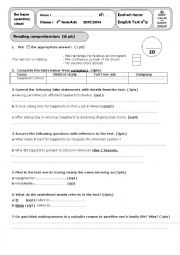 English Worksheet: end-of-term test2