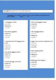 English Worksheet: 5th form Grammar test(Verbs- helping/main/ action linking) exercises with answer key