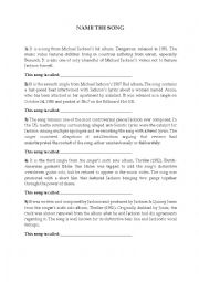 English Worksheet: Name the song