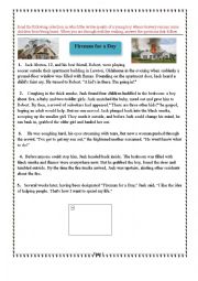 English Worksheet: 5th form Reading Exam about story elements and characters motives