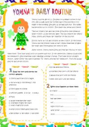 English Worksheet: YOMNAS DAILY ROUTINE