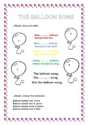 English Worksheet: THE BALLOON  SONG
