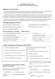 English Worksheet: 11th grade exam