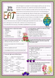 English Worksheet: WE ARE WHAT WE EAT!