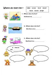 English Worksheet: Homes: people and animals activity