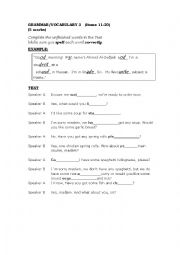 English Worksheet: Integrated grammar/ vocabulary