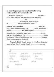 English Worksheet: A close test a bout the future of the internet.