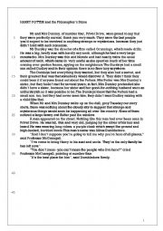 English Worksheet: HARRY POTTER chapter 1