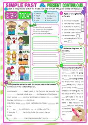 English Worksheet: PAST SIMPLE & PRESENT CONTINUOUS