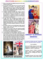 English Worksheet: Picture-based converstation : topic 67 - Eastern wedding vs European wedding