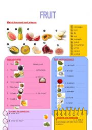 English Worksheet: Fruit