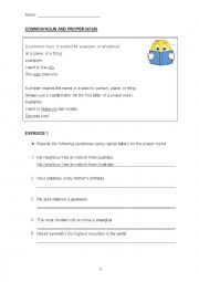 English Worksheet: Common nouns and proper nouns