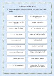 English Worksheet: Question words