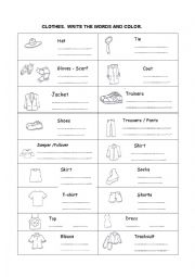 English Worksheet: Clothes