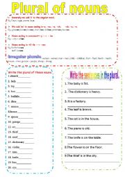 English Worksheet: PLURAL NOUNS