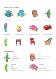 English Worksheet: SCHOOL OBJECTS