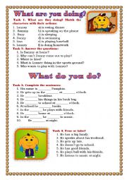 English Worksheet: What are you doing?