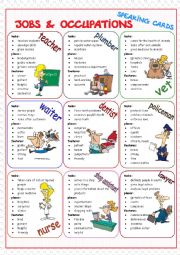 English Worksheet: Jobs & Occupations Speaking Cards