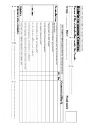 English Worksheet: Rubric to ssess comics