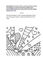 English Worksheet: Romero Britto s colours