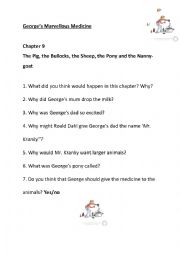 English Worksheet: Georges Marvellous Medicine by Roald Dahl Chapter 9