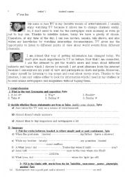 English Worksheet: test for 1 year bac 