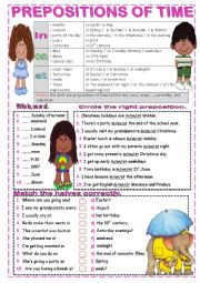 English Worksheet: PREPOSITIONS OF TIME