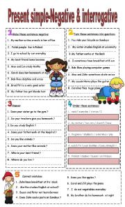 English Worksheet: present simple . nagative and interrogative (3 part )