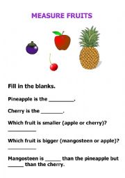 English Worksheet: Fruits Measurement