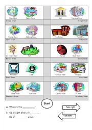 English Worksheet: Directions Coin Flick Game