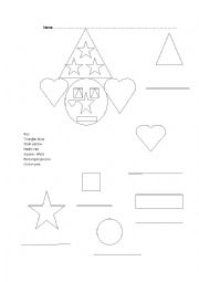 English Worksheet: Shapes- colour and write