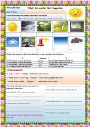 English Worksheet: whats the weather like?+suggestion making