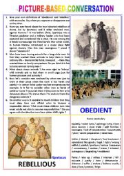 English Worksheet: Picture-based conversation : topic 69 - obedient vs rebellious