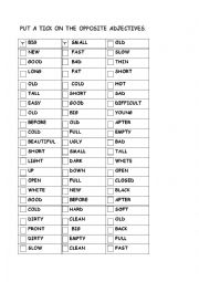 English Worksheet: OPPOSITE ADJECTIVES